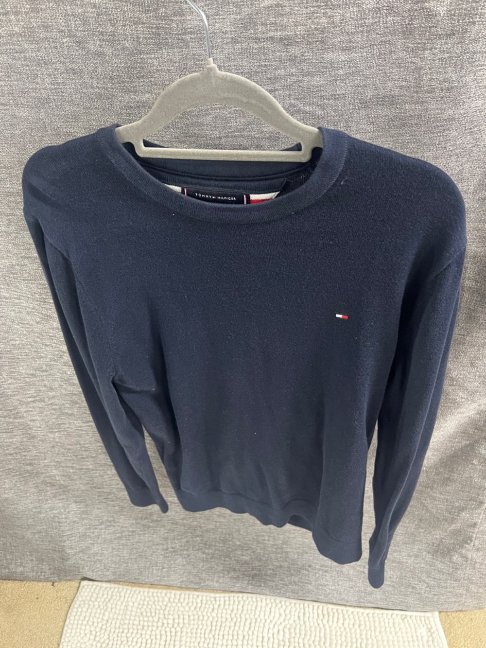 Tommy Hilfiger Navy Crewneck Pullover with Flag Logo